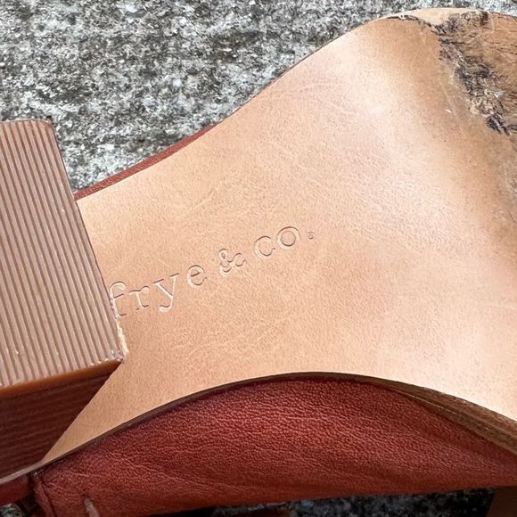 Frye & Co. Donna Peep Toe Heel Sandals Leather Upper Buckle Closure Brown Size 6 - Picture 10 of 11